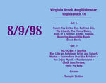 1998 - 08/09 - Phish at Virginia Beach Amphitheater, Unisex Set List T-Shirt